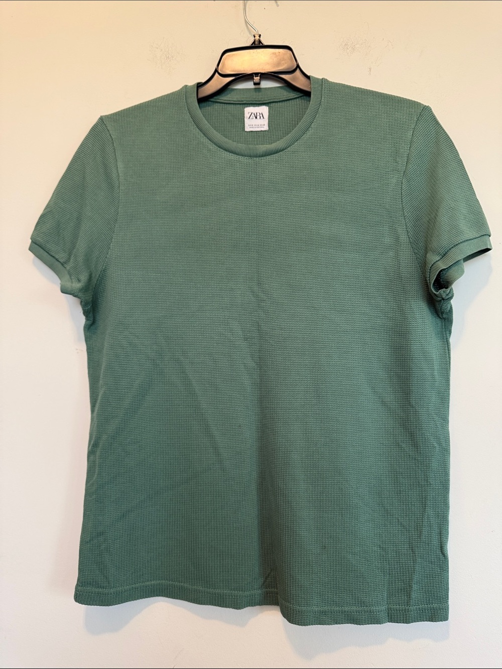 ZARA Men Short Sleeve Crewneck Tee in Sage